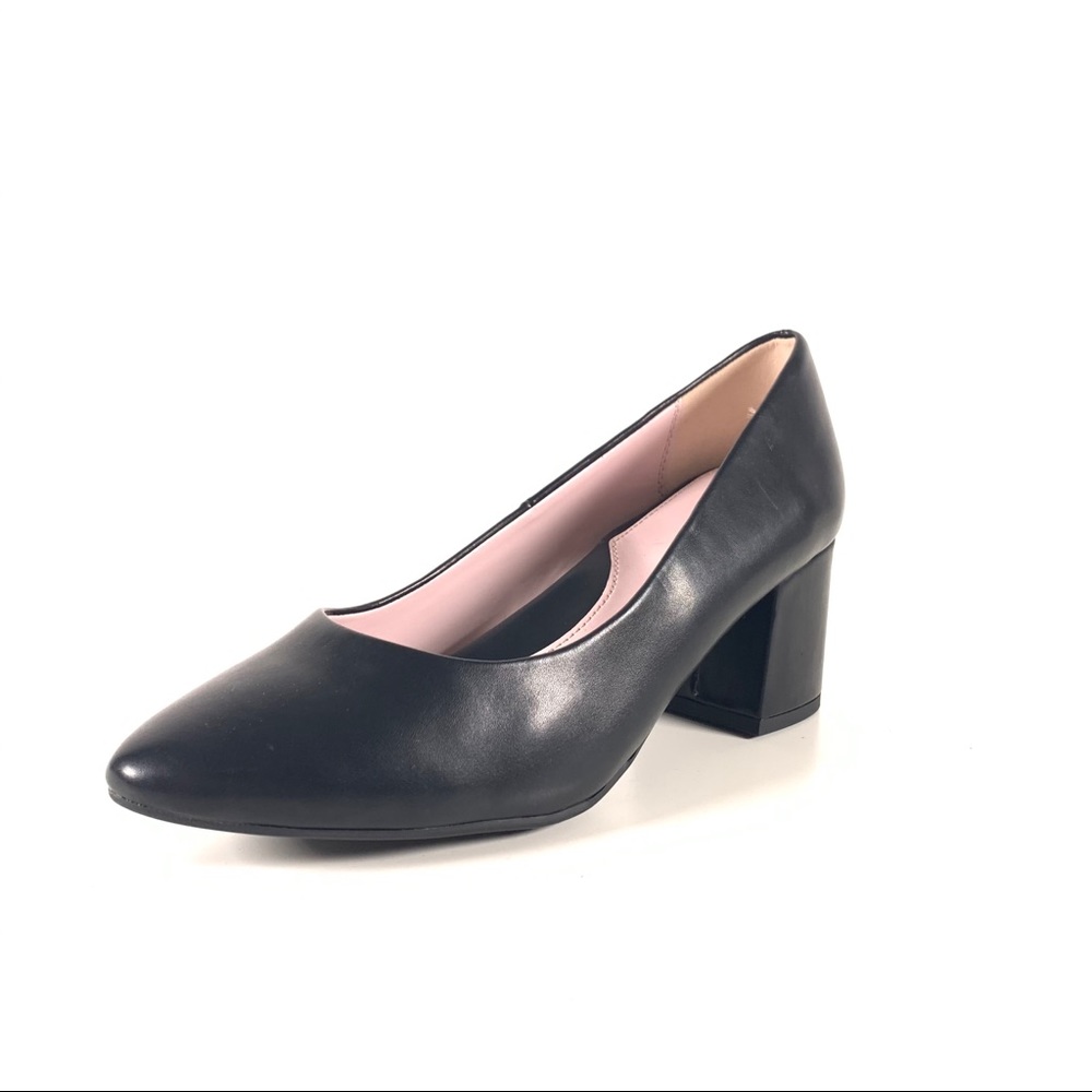 Taryn Rose Rochelle Pump Black Leather Block Heel
